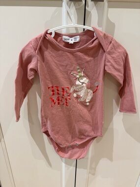 Oeuf x the met Dusty Pink Unicorn Long-Sleeve Bodysuit